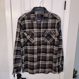 Jacks MFG Men's Flannel Shirt Size Large Gray Plaid Long Sleeve Button Down Top